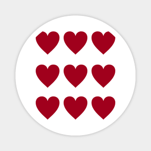 9 dark red hearts for Valentines day Magnet